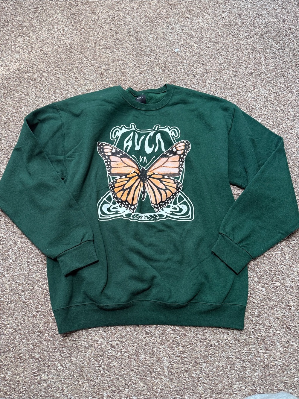 RVCA Forest Green Butterfly Graphic Sweatshirt